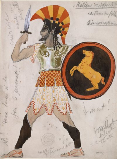Projekt kostiumu Polluxa w „Helene de Sparte”, c1910 autorstwa Leon Bakst