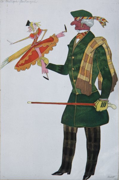 Anglik. Projekt kostiumu do baletu The Magic Toy Shop G. Rossiniego, 1919 autorstwa Leon Bakst