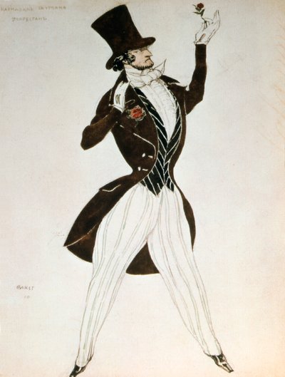 Florestan, projekt kostiumu na balet Carnival skomponowany przez Roberta Schumanna, 1919 autorstwa Leon Bakst