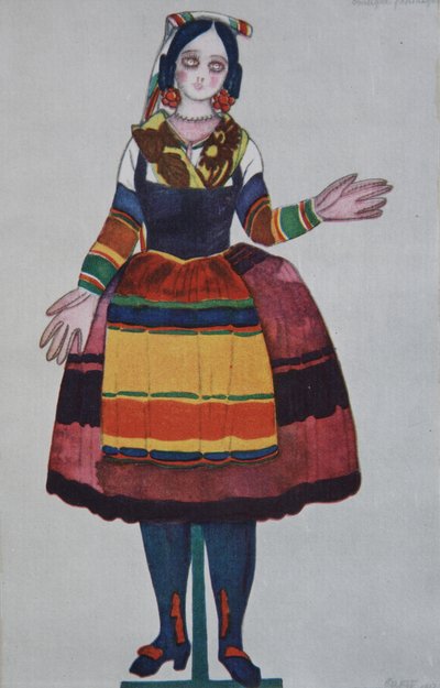 Lalka włoska. Projekt kostiumu do baletu The Magic Toy Shop G. Rossiniego, 1919 autorstwa Leon Bakst
