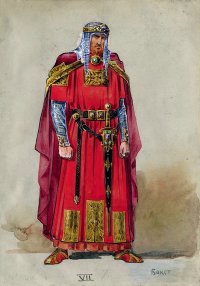 Średniowieczny książę. Projekt kostiumu autorstwa Leon Bakst