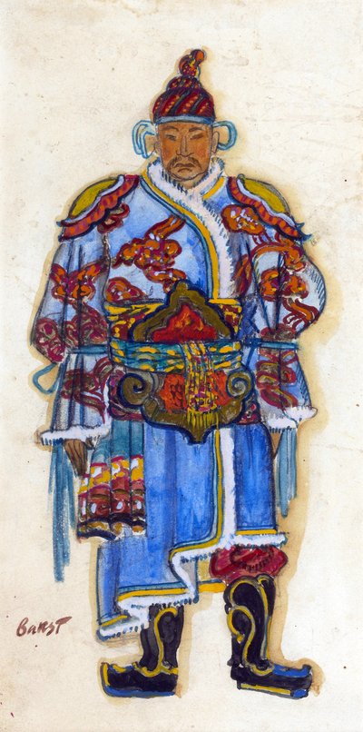 Projekt kostiumu orientalnego (akwarela i gwasz na papierze) autorstwa Leon Bakst
