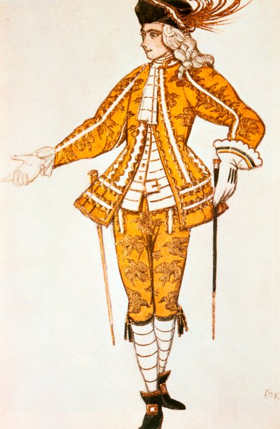 Page de la fee des Canaris, kostiumy do baletu Czajkowskiego Śpiąca królewna, 1921 autorstwa Leon Bakst