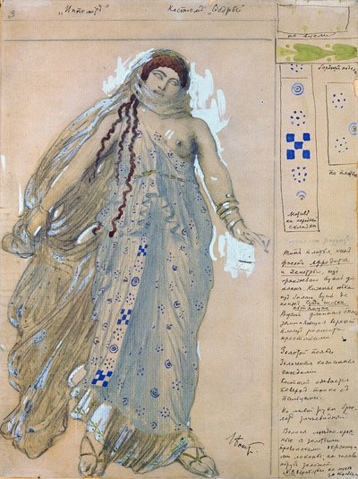 Fedra. Projekt kostiumu do dramatu Hipolit Eurypidesa, 1902 autorstwa Leon Bakst
