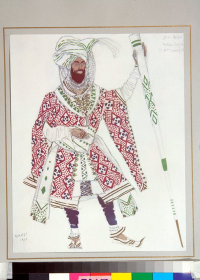 Balet Rosyjski - kostium narysowany do baletu „Niebieski bóg” w reżyserii C Michel Fokine autorstwa Leon Bakst