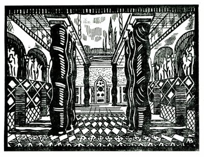 Scenografia Leona Baksta (1866-1924), rosyjskiego malarza i dekoratora do III aktu „Męczeństwa św. Sebastiana” Claude