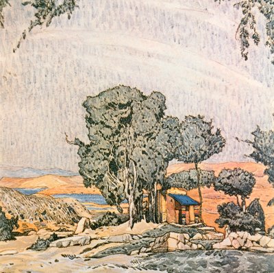 Scenografia do I aktu Heleny Sparty w wykonaniu baletu Idy Rubenstein, 1912 autorstwa Leon Bakst