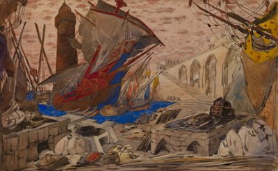 Scenografia do La Pisanelle lub Perfumowanej Śmierci autorstwa Gabriele dAnnunzio, 1913 autorstwa Leon Bakst