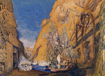 Scenografia do „Dieu Bleu”, Reynaldo Hahn (1845-1947) 1911 autorstwa Leon Bakst
