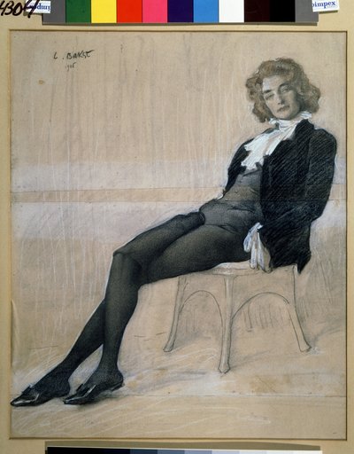 portret pisarki Zinaidy Gippius (1869-1945). (kreda i sangwina) autorstwa Leon Bakst