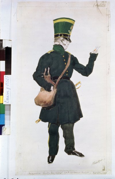 kostium listonosza do baletu „La fee des poupees” w reżyserii Josepha Bayera (1852-1913) autorstwa Leon Bakst