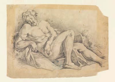 Rysunek, Śpiący Bachus (według Poussina), 1886-92 autorstwa Leon Dabo