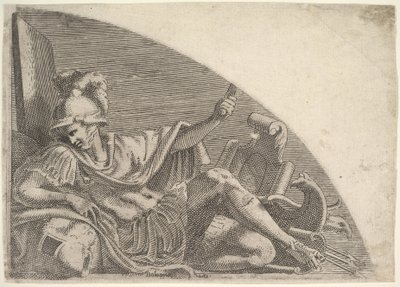 Siedzący na Marsie pośród trofeów, 1540-56. autorstwa Leon Davent
