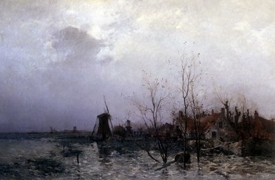 Wypełnione łąki w Holandii (olej na płótnie) autorstwa Leon Germain Pelouse