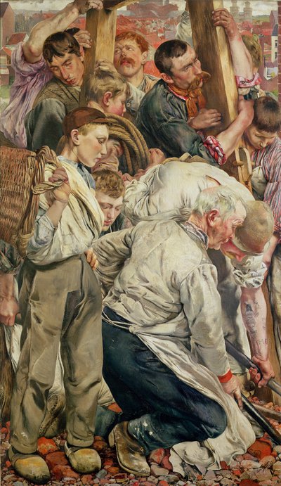 Mężczyźni, lewy panel z Wiek robotnika autorstwa Leon Henri Marie Frederic