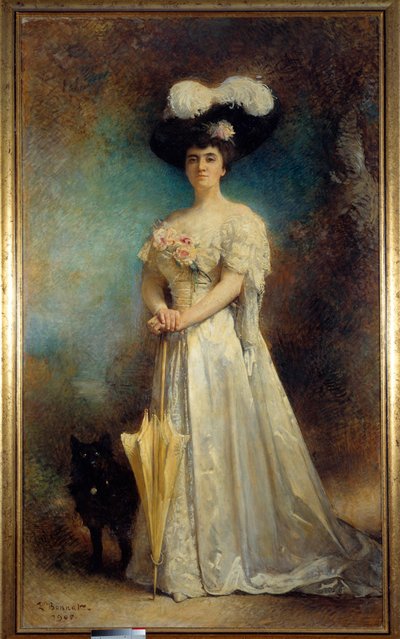 Pełnowymiarowy portret Madame Maurice Pascal i jej psa Tiny Painting autorstwa Leon Joseph Bonnat (1833-1922) 1905 nd. 2,17x0,9 m Pau, muzeum sztuk pięknych - Portret w pełnym wymiarze Madame Maurice Pascal i jej psa Tiny. Obraz Leon Joseph Bonnat (1833-19 autorstwa Leon Joseph Florentin Bonnat