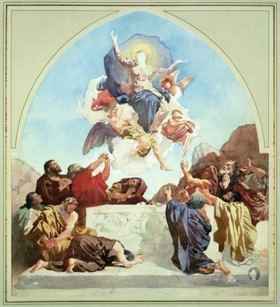 Studium do Wniebowzięcia NMP (ołówek i akwarela na papierze) autorstwa Leon Joseph Florentin Bonnat