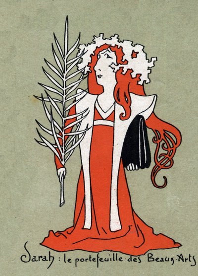 Karykatura Henriette Rosine Bernard dit Sarah Bernhardt (1844-1923) jako portfolio Sztuk Pięknych - Ilustracja Leona Lebegue