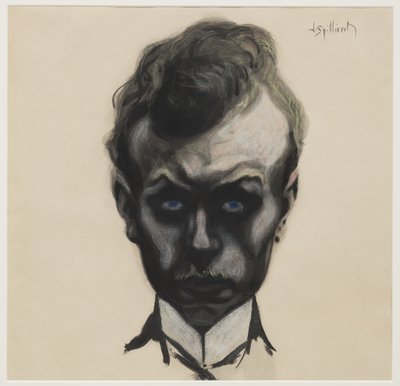 Autoportret, ok. 1903 r. (pędzel, czarny tusz i pastel na kremowym papierze tkanym) autorstwa Leon Spilliaert