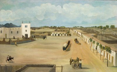 Stary Mesilla Plaza, ca. 1885-1886. autorstwa Leon Trousset