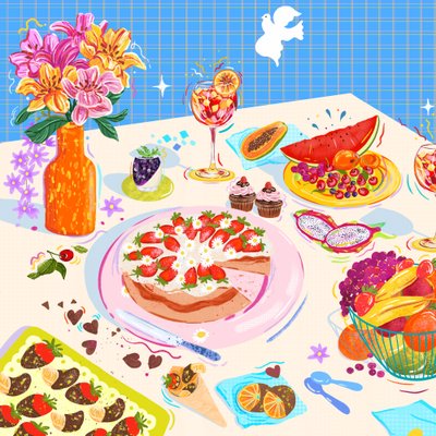 Słodkie przyjemności, 2025 (w wersji cyfrowej) autorstwa Leona Tsiara