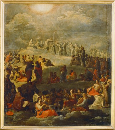 Adoracja Krzyża Świętego (obraz na miedzi) autorstwa Leonaert Bramer