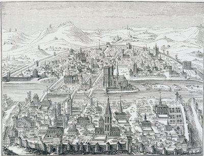 Duży widok perspektywiczny Paryża w 1607 roku, na podstawie ryciny Léonarda Gaultiera. autorstwa Leonard Gaultier