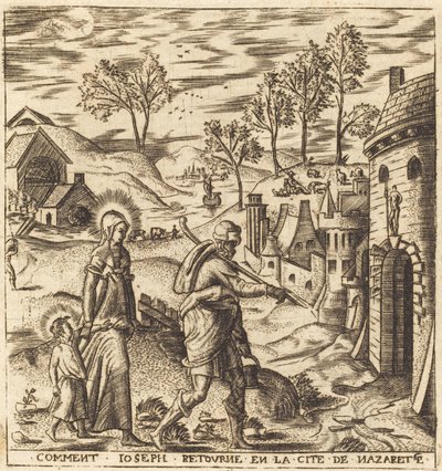 Józef, Maria i Jezus wracają do Nazaretu autorstwa Leonard Gaultier