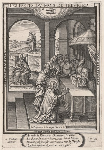 Les Festes du mois de Feburier (luty: Oczyszczenie Dziewicy) autorstwa Leonard Gaultier
