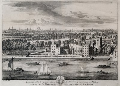 Lambeth, Jego Miłość Arcybiskup Pałacu Canterbury, grawerowane przez I. Kip autorstwa Leonard Knyff