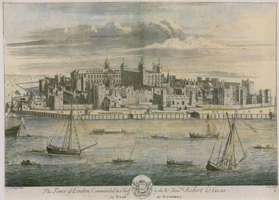 Tower of London dowodzona przez szanownego Roberta Lucasa autorstwa Leonard Knyff