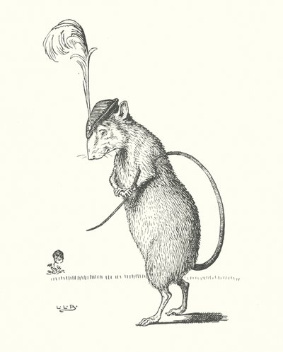 A szczur nosił pióro w kapeluszu (litografia) autorstwa Leonard Leslie Brooke