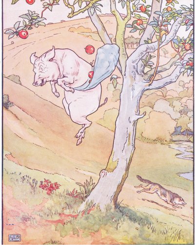 Czy to są ładne jabłka Tak, bardzo ładne, powiedziała mała świnka, zrzucę cię na dół jedną autorstwa Leonard Leslie Brooke