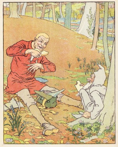 Złota gęś (kolorowa litografia) autorstwa Leonard Leslie Brooke