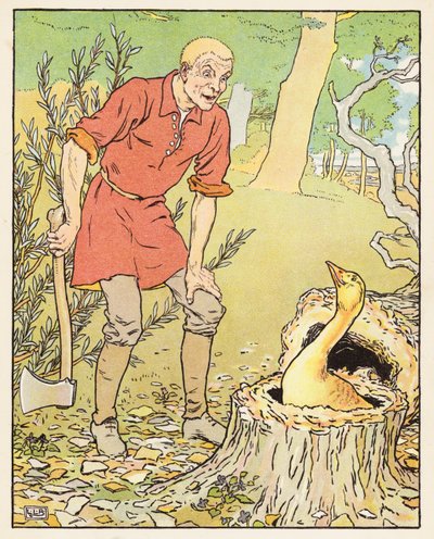 Złota gęś (kolorowa litografia) autorstwa Leonard Leslie Brooke