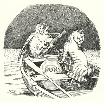Sowa i kotka (lito) autorstwa Leonard Leslie Brooke