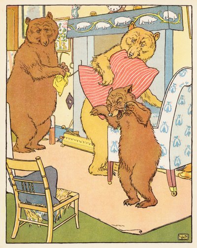 Trzy niedźwiadki (kolorowa litografia) autorstwa Leonard Leslie Brooke