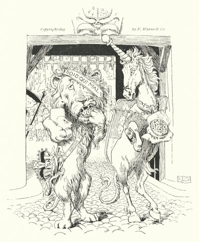 Lew i jednorożec walczyli o koronę (rycina) autorstwa Leonard Leslie Brooke