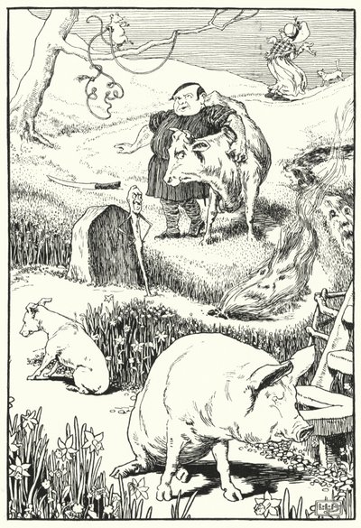 Stara kobieta i jej świnia (rycina) autorstwa Leonard Leslie Brooke