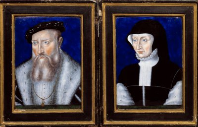 Portret Claude de Lorraine (1496-1550), księcia Guise i Antoniny Bourbon Vendome (1494-1583), jego żony Enamel pędzla Leonarda Limosina (1505-1577) ok. 1550 r. Słońce. 0,25x0,2 m Ecouen, Musee national de la renesans autorstwa Leonard Limosin