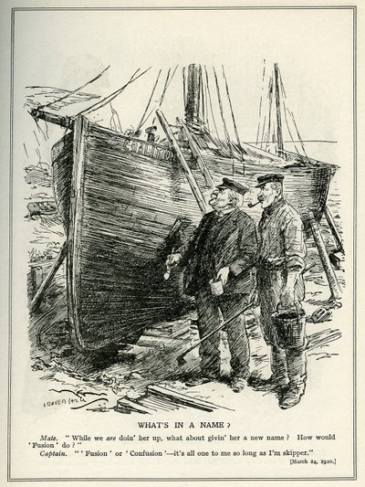 Lloyd George i statek „Koalicja”, 1920 autorstwa Leonard Raven Hill