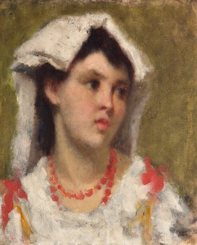 La ciociara Portrait de paysanne de la region de la Ciociaria pres de Rome (Młoda dama z Ciociaria pod Rzymem) Peinture de Leonardo Bazzaro (1853-1937) Kolekcja privee autorstwa Leonardo Bazzaro