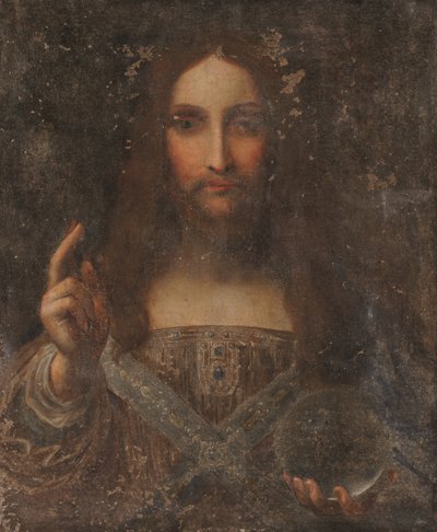 Salvator Mundi (olej na płótnie) autorstwa Leonardo da (after) Vinci