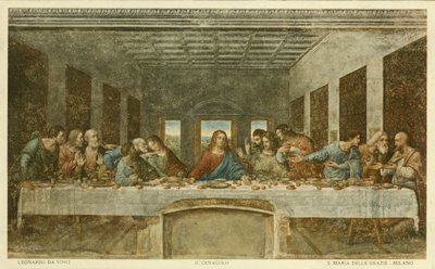 Ostatnia Wieczerza (kolorowa litografia) autorstwa Leonardo da (after) Vinci