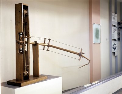 Skrzydło o zmiennym nachyleniu, model wg rysunku Leonarda da Vinci (Leonardo da Vinci). Muzeum Nauki i Techniki, Mediolan. autorstwa Leonardo da (after) Vinci