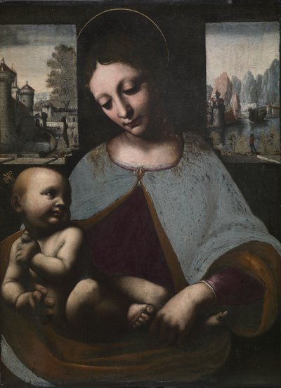 Dziewica z Dzieciątkiem, ok. 1800 1500 (olej na drewnie) autorstwa Leonardo da (circle of) Vinci