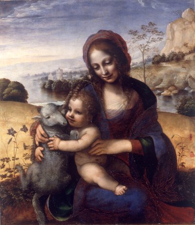 Madonna z Dzieciątkiem z Barankiem autorstwa Leonardo da (manner of) Vinci