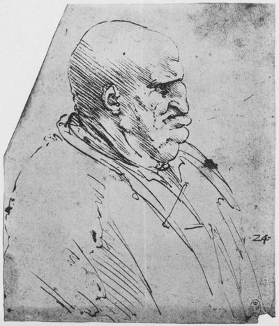 Groteskowy profil człowieka po prawej, ok. 1480 1945 r autorstwa Leonardo da Vinci