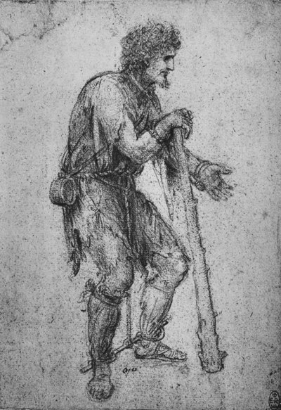 Mężczyzna z maczugą i skutymi stopami, ok. 1480 1945 autorstwa Leonardo da Vinci