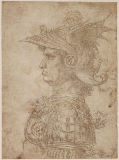 Popiersie wojownika z profilu po lewej, 1475-1480. autorstwa Leonardo da Vinci